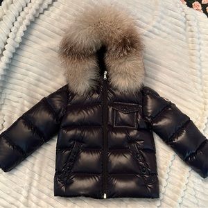 Dark navy blue Monclear Jacket with Fur for toddlers